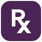 Purple RxSaver Prescription Discount App icon labeled Rx